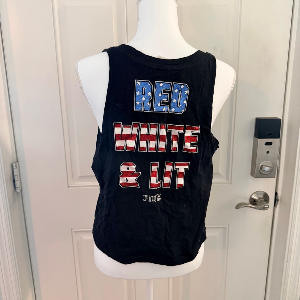 PINK Victoria’s Secret Cropped Tank L | Red White & Lit